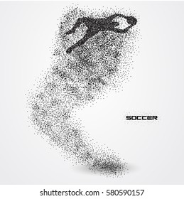 soccer football player of a silhouette from particle