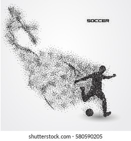 soccer football player of a silhouette from particle