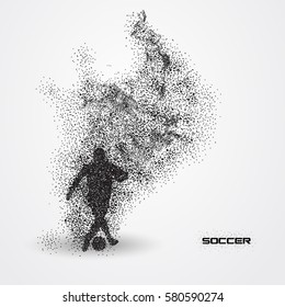 soccer football player of a silhouette from particle