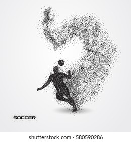 soccer football player of a silhouette from particle