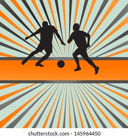 Soccer football player silhouette vector burst background