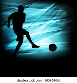 Soccer football player silhouette vector abstract blue background