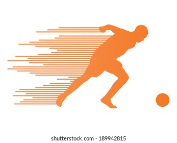 Soccer football player silhouette vector background concept made of stripes
