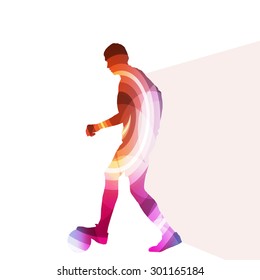 Soccer football player silhouette vector background colorful concept made of transparent curved shapes