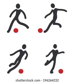 Soccer Football Player Smooth Silhouettes. Fully editable Vector shapes.
