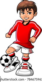 Soccer football player teen boy sports vector clipart cartoon
