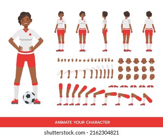 Soccer and football player woman character vector design.  Create your own pose.