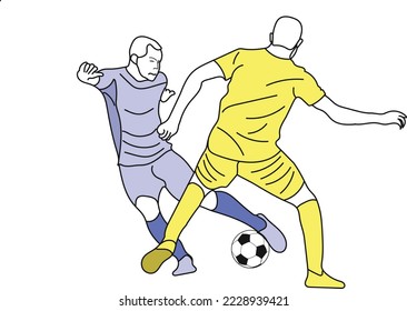 Soccer football players in action vector illustration sketch hand drawn with black lines