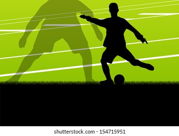 Soccer football players active sport silhouettes vector background illustration