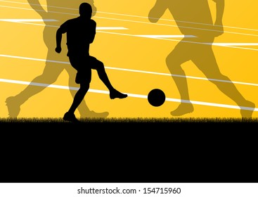 Soccer football players active sport silhouettes vector background illustration