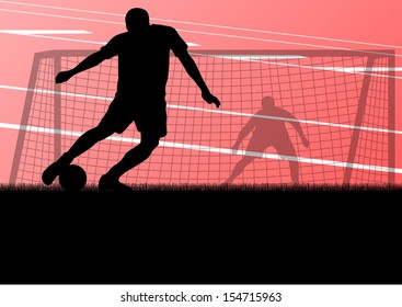 Soccer football players active sport silhouettes vector background illustration