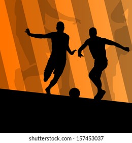 Soccer football players active sport silhouettes vector background illustration
