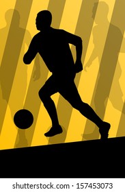 Soccer football players active sport silhouettes vector background illustration