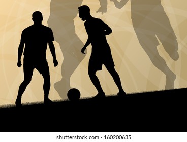 Soccer football players active sport silhouettes vector abstract background illustration