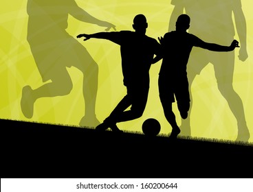 Soccer football players active sport silhouettes vector abstract background illustration
