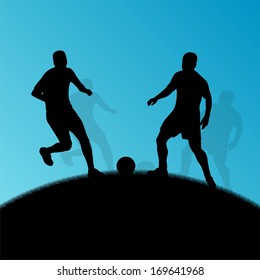 Soccer football players active sport silhouettes vector background illustration concept