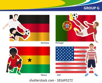 Soccer football players, Brazil 2014 group G Vector illustration modern design template