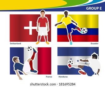 Soccer football players, Brazil 2014 group E Vector illustration modern design template