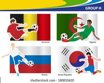 Soccer football players, Brazil group H Vector illustration template design