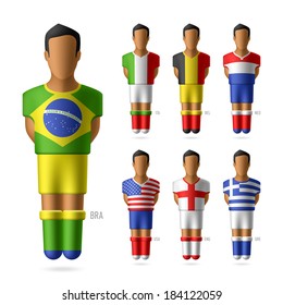 Soccer / football players in national flags uniform. Vector.