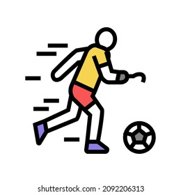 soccer football playing person with a disability athlete color icon vector. soccer football playing person with a disability athlete sign. isolated symbol illustration