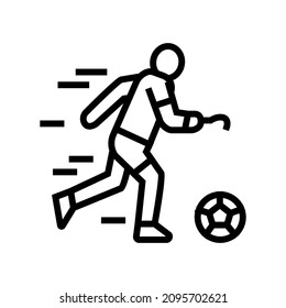 soccer football playing person with a disability athlete line icon vector. soccer football playing person with a disability athlete sign. isolated contour symbol black illustration