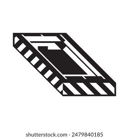Soccer football rectangular stadium or arena vector black silhouette icon on white background.