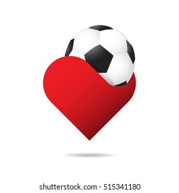 Soccer Or Football In Red Heart 