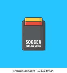 Soccer Football Red And Yellow Cards Vector Icon Illustration. Soccer Football Referee Foul Cards In Wallet Set