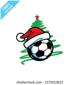 Soccer Football Santa Hat Christmas Tree Stock Vector (Royalty Free ...