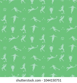 Soccer / Football Seamless Pattern With Silhouettes. Vector Illustration. Sport Background.