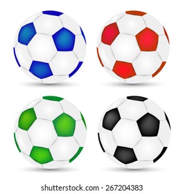 Soccer or football set. Collection of color football ball.