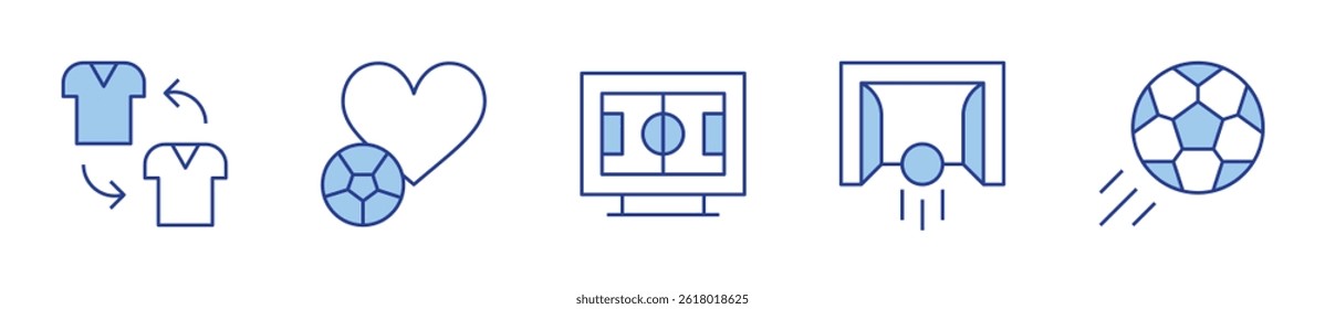 futebol, camisa de futebol, futebol. Ilustração do vetor Football Icon. Estilo Duotônico da Linha. Traçado editável.