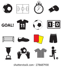 soccer football simple black icons set eps10 