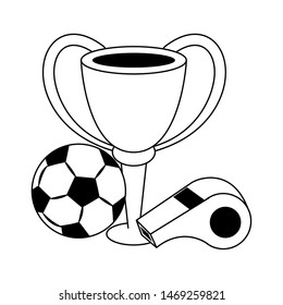 soccer football sport game competition play activity, referee and game objects cartoon vector illustration graphic design