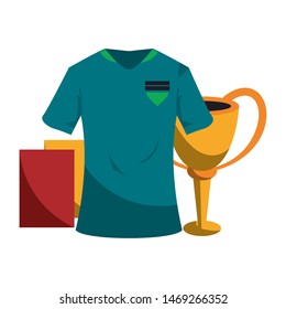soccer football sport game competition play activity, referee and game objects cartoon vector illustration graphic design