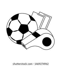 soccer football sport game competition play activity, referee and game objects cartoon vector illustration graphic design