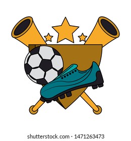 soccer football sport game competition play activity, champion player and game objects cartoon vector illustration graphic design