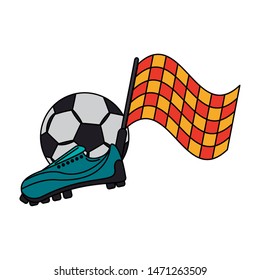 soccer football sport game competition play activity, referee and game objects cartoon vector illustration graphic design