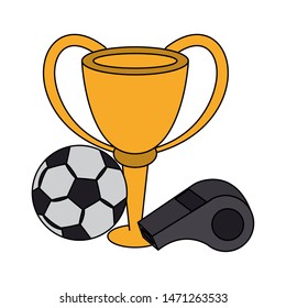 soccer football sport game competition play activity, referee and game objects cartoon vector illustration graphic design
