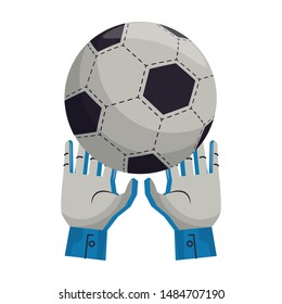 Soccer football sport game goalkeeper gloves with ball vector illustration graphic design