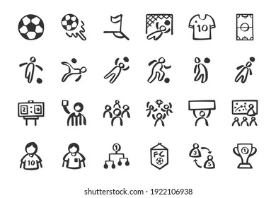 Soccer Football Sport Icon Set Hand Drawn Doodle Icons Vector Illustration