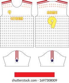 Soccer & Football Sport Jersey T-Shirt Design in Ready to use Round Neck Short Sleeve Sewing Template.