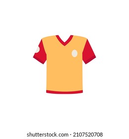 Soccer Or Football Sport Jersey T-shirt Icon, Flat Vector Illustration Isolated On White Background. Football Team Uniform Or Activewear T-shirt Cartoon Symbol.