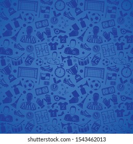 soccer or football sport seamless pattern with flat icon set for flyer, poster, web site like referee, ball and trophy. vector illustration on isolated background