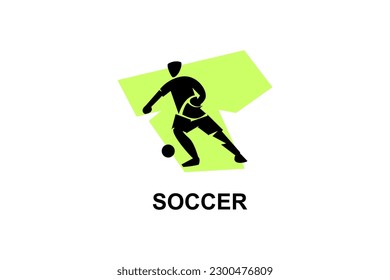 Soccer or football sport vector line icon. sportman, playing football. sport pictogram illustration.