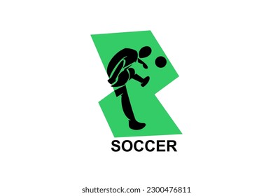Soccer or football sport vector line icon. sportman, playing football. sport pictogram illustration.