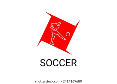 Soccer or football sport vector line icon. sportman, playing football. sport pictogram illustration.
