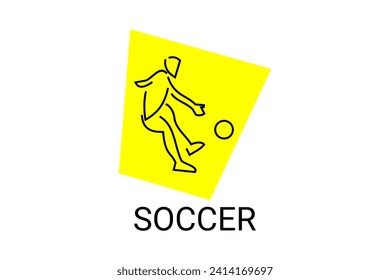 Soccer or football sport vector line icon. sportman, playing football. sport pictogram illustration.
