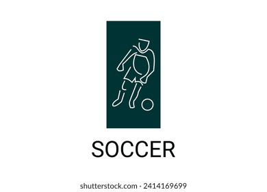 Soccer or football sport vector line icon. sportman, playing football. sport pictogram illustration.
